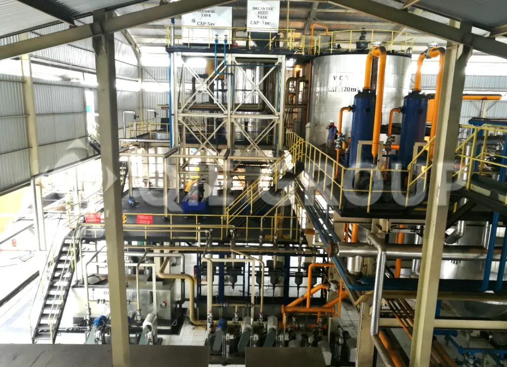 Edible oil production line workshop overview showing the full process from raw materials to refined oil