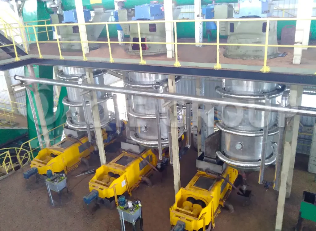 Full view of palm oil pressing section in production line