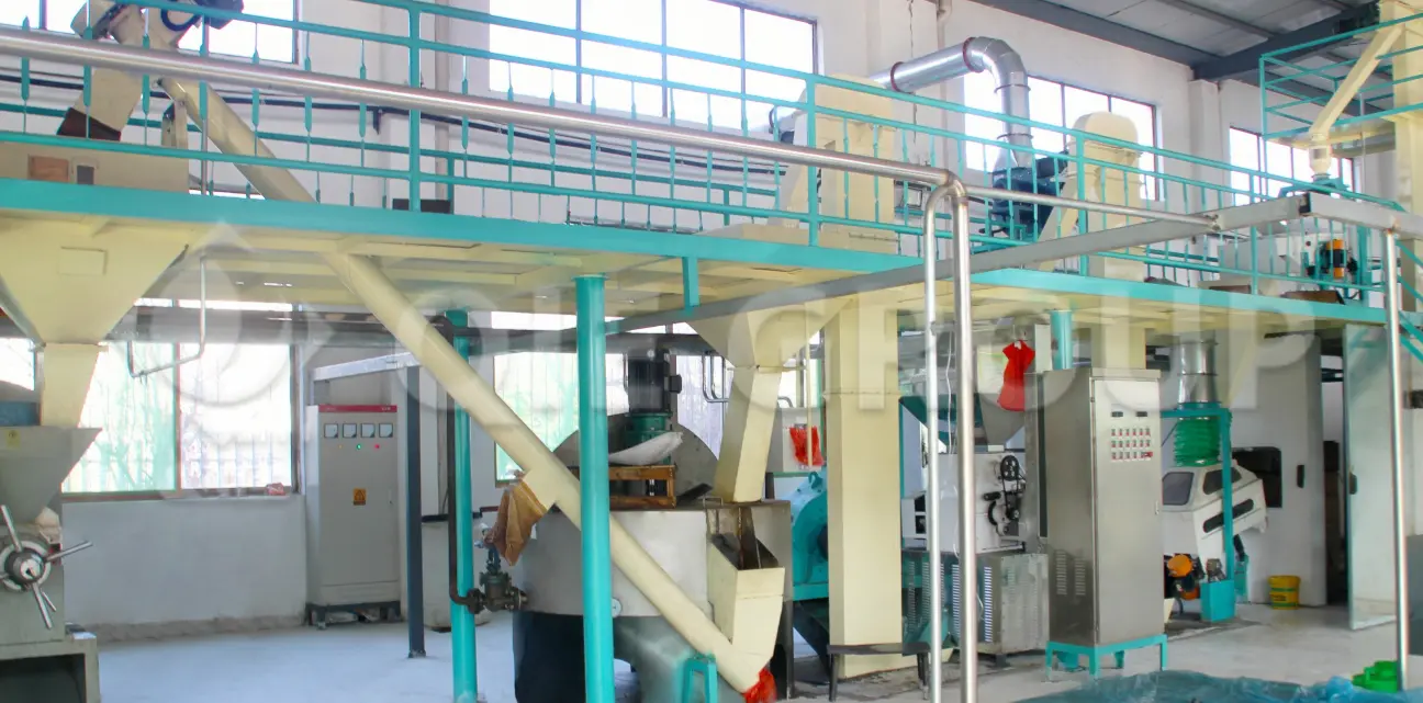 Edible oil pretreatment workshop with cleaning, crushing and conditioning equipment