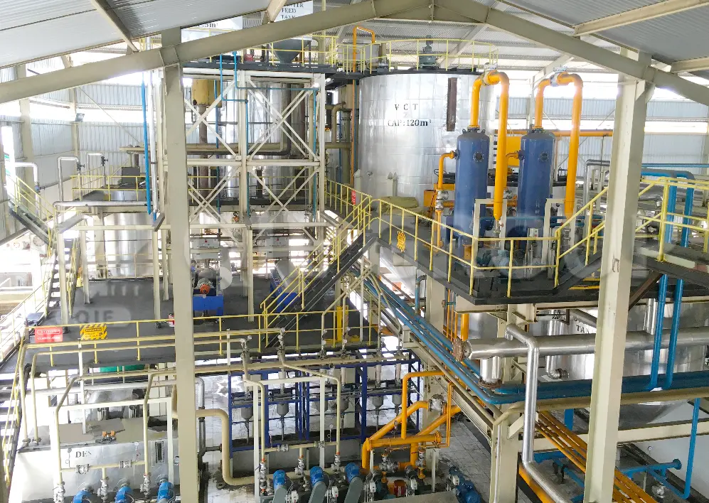 Industrial palm oil pressing plant with modern machinery