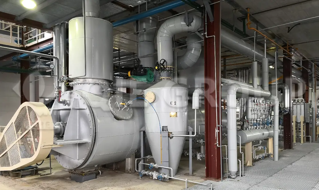 Soybean oil solvent extraction plant with extractor, DTDC desolventizer and evaporation system