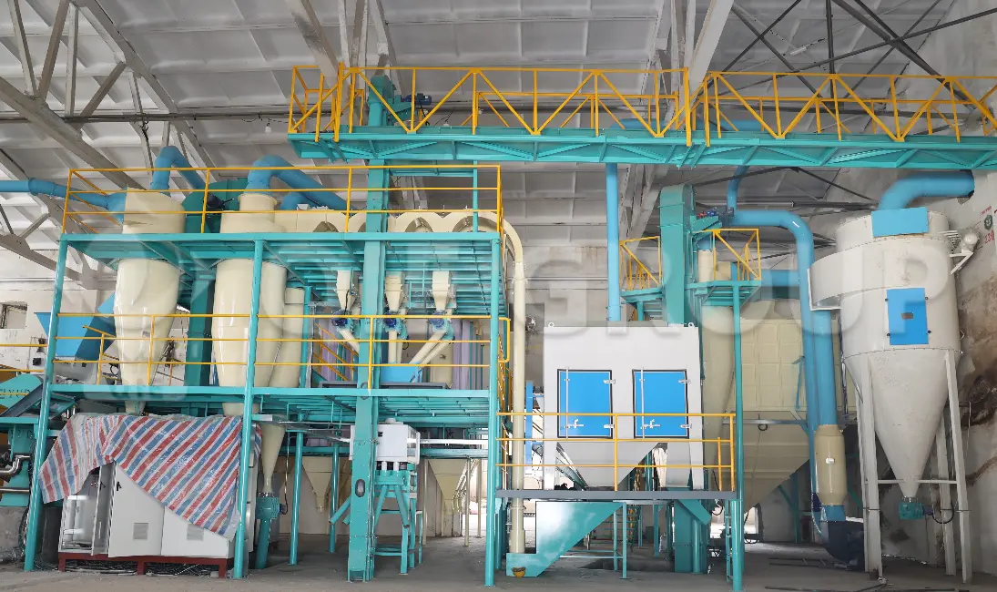 Oilseed pretreatment workshop integrating cleaning, conditioning, and preparation processes