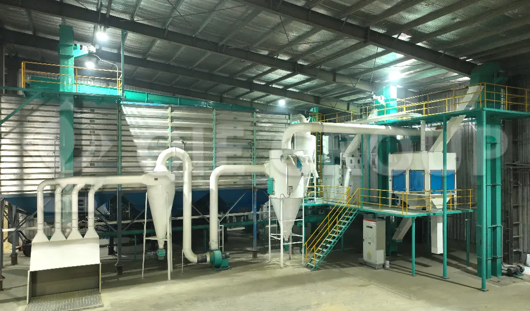 Edible oil pretreatment equipment workshop including cleaning flaking and extrusion systems