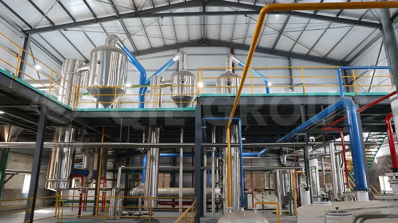 Rice bran oil refinery plant for producing high-quality refined rice bran oil through complete refining process
